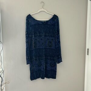 Size medium long sleeve blue beaded dress